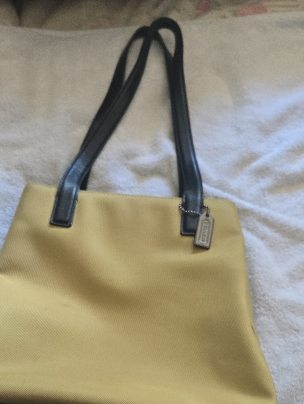 Coach Yellow Tote with Black Handles
